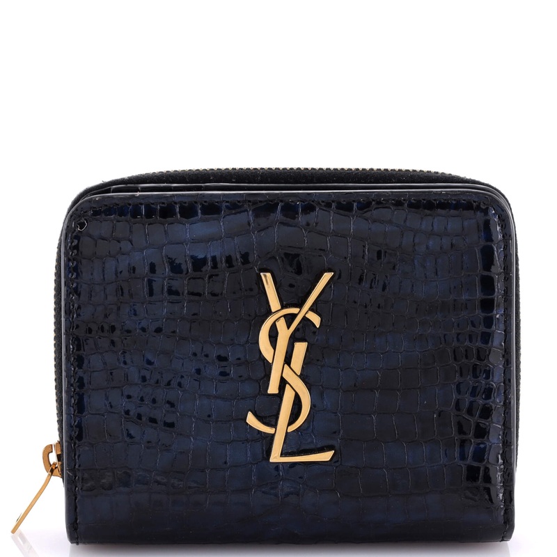 Classic Monogram Zip Around Wallet Crocodile Embossed Leather Compact S744816825452