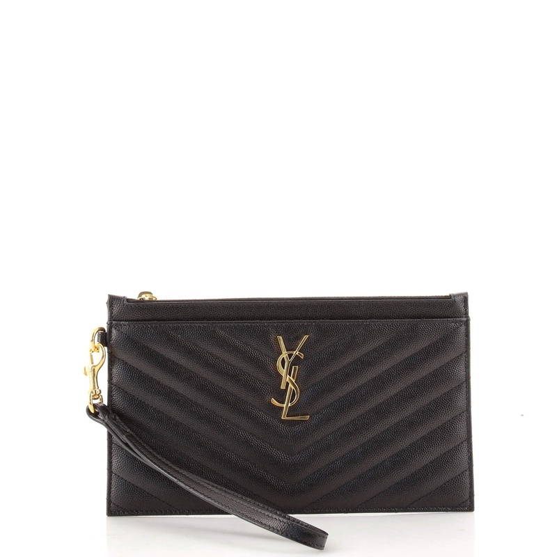 Classic Monogram Zip Bill Pouch Matelasse Chevron Leather Large S744816569212