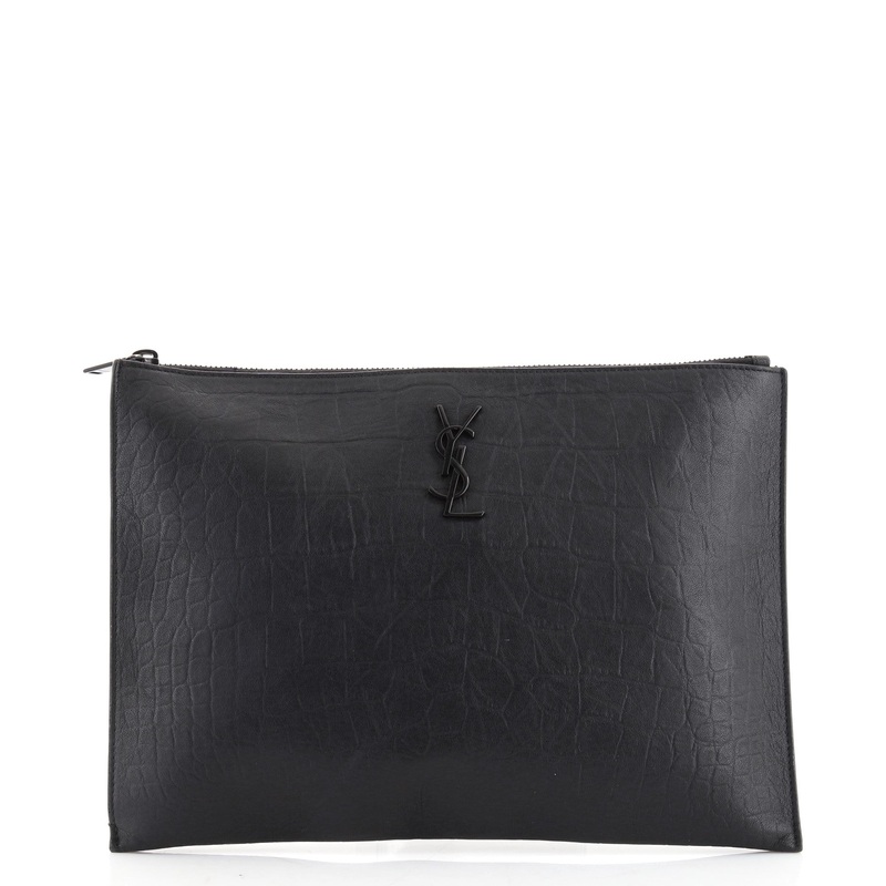 Classic Monogram Zip Pouch Crocodile Embossed Leather Medium S744816641549