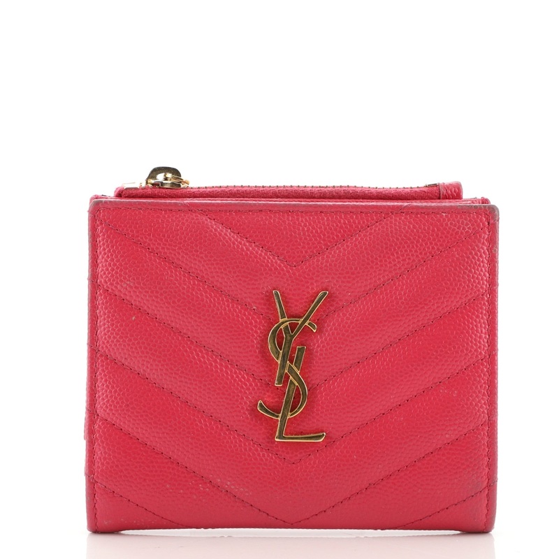 Classic Monogram Zipped Bifold Wallet Matelasse Chevron Leather Small S744816573458
