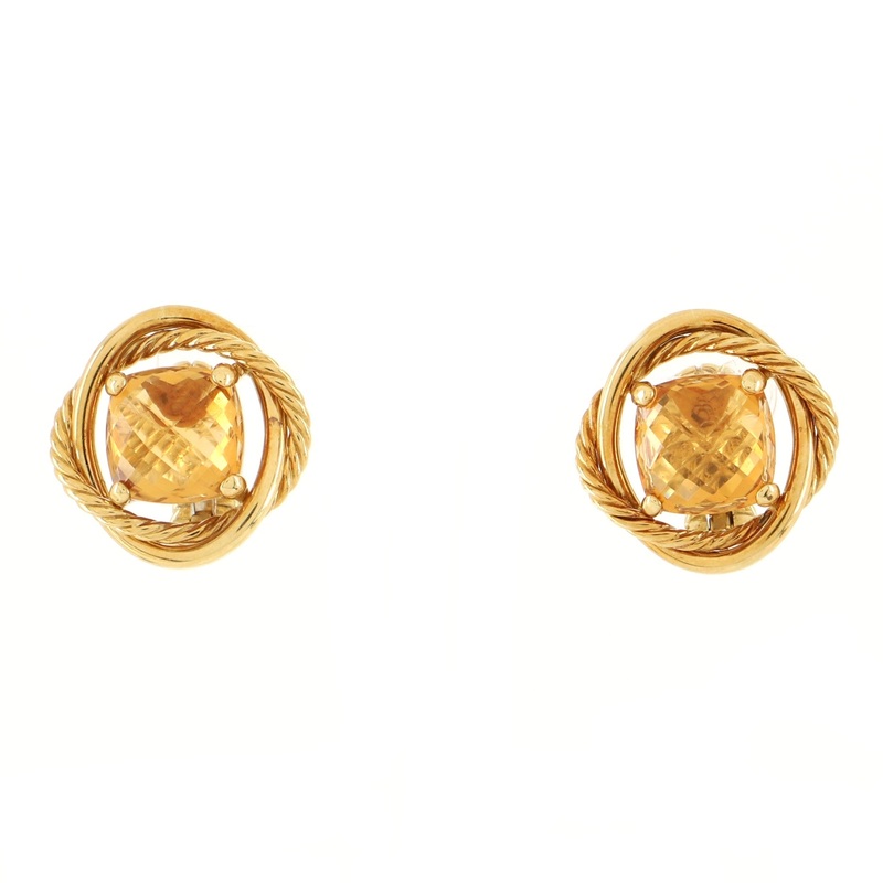 Infinity Clip-On Earrings 18K Yellow Gold and Citrine 11mm