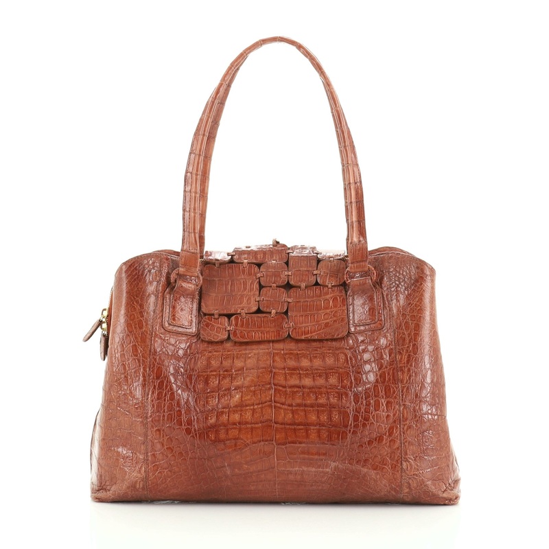Patchwork Flap Tote Crocodile Medium