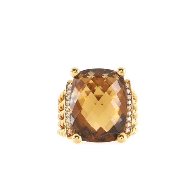 Wheaton Ring 18K Yellow Gold with Citrine and Diamonds 20mm