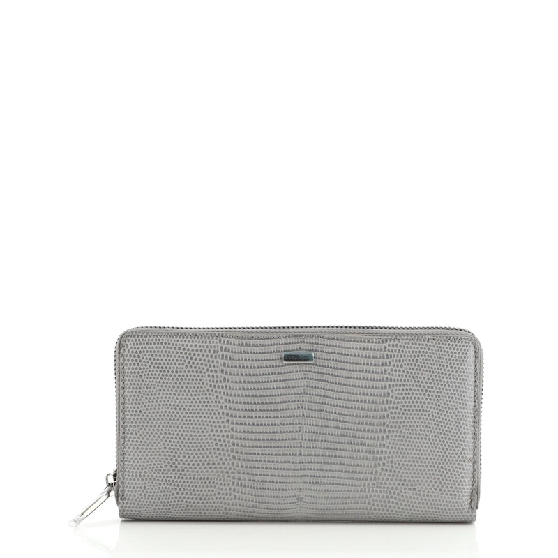 Zip Around Wallet Lizard Embossed Leather