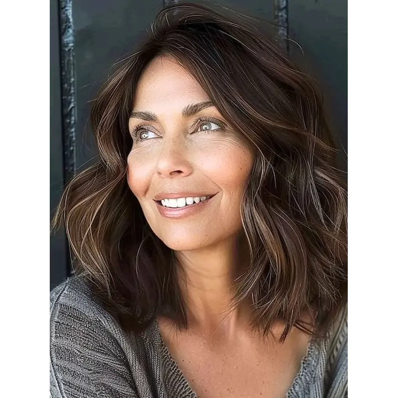 Wigs Medium Length Wavy Lace Front Without Bangs 12" Remy Human Hair Ombre/2 Tone Wigs