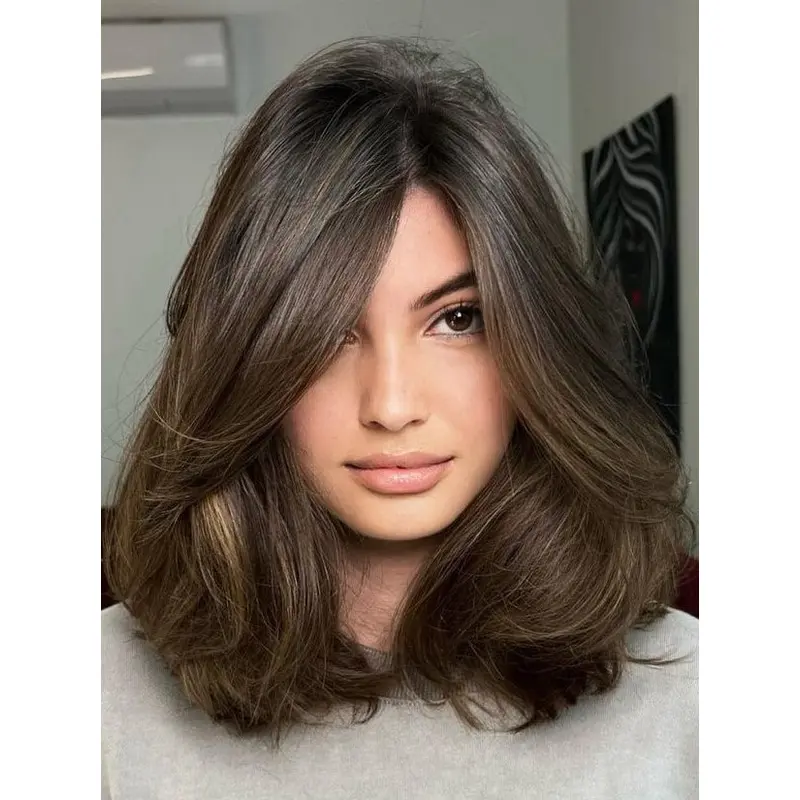 Wigs Medium Length Wavy Monofilament Without Bangs 14" Remy Human Hair Ombre/2 Tone Wigs