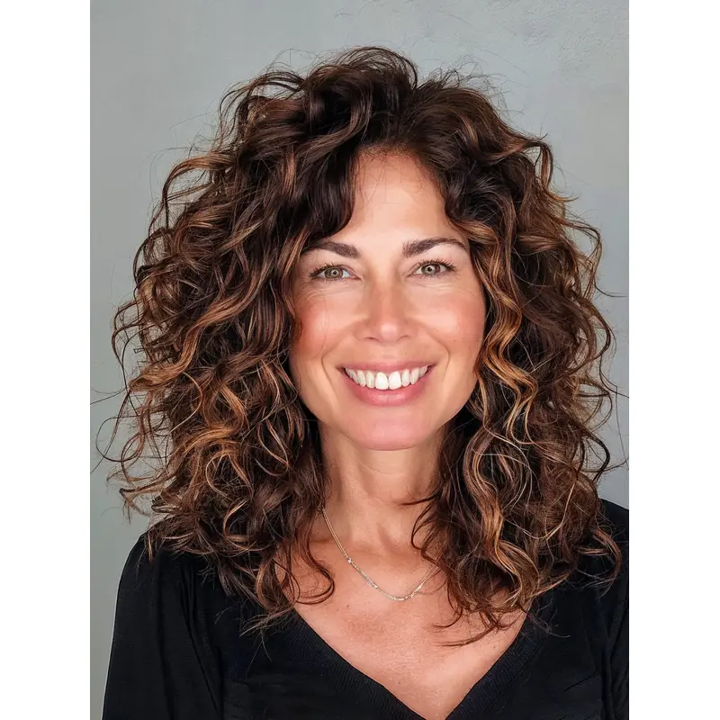 Curly Medium Wig 14" Monofilament Remy Human Hair Without Bangs Shoulder Length Ombre/2 Tone Wigs