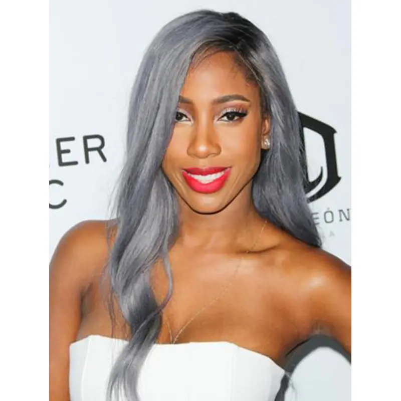 Wavy Grey Without Bangs Lace Front Long Sevyn Streeter Wigs