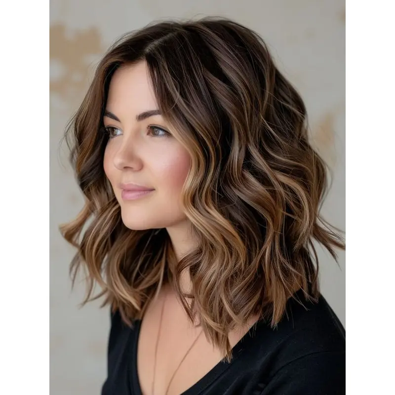 Medium Length Lace Front Wigs Wavy Without Bangs Ombre/2 Tone Remy Human Hair 12" Wigs