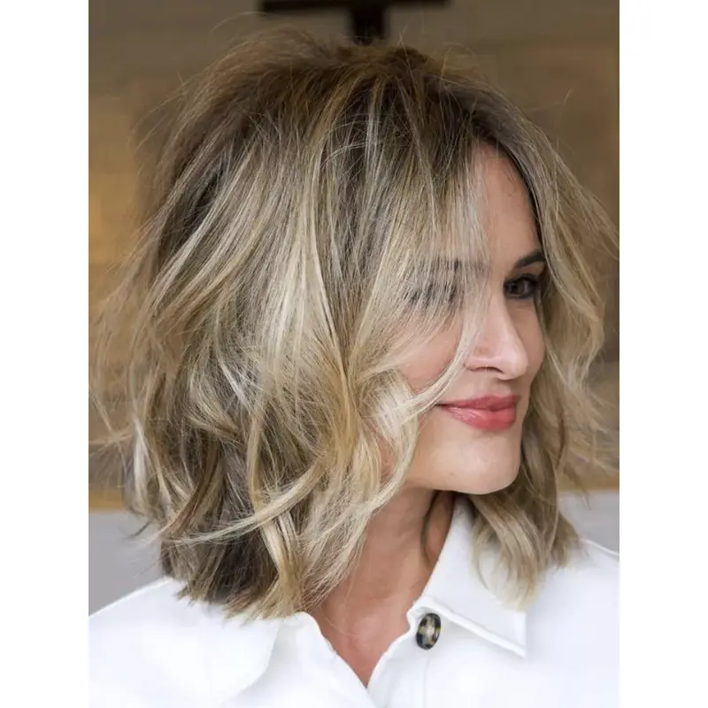 Synthetic Lace Front Wigs Without Bangs Ombre/2 Tone 12" Shoulder Length Straight Wigs