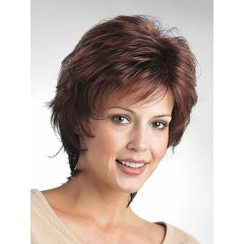 Mature Brown Wavy Short Classic Wigs