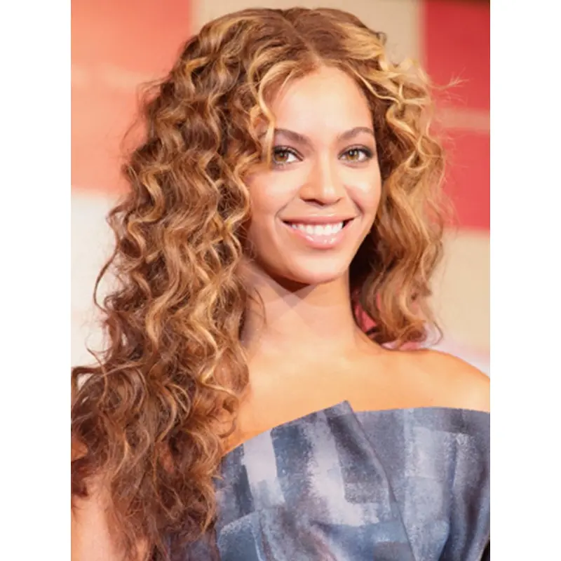 Beyonce Knowles Knock-out Long Curly Glueless Lace Front Human Hair Wig about 22 Inches