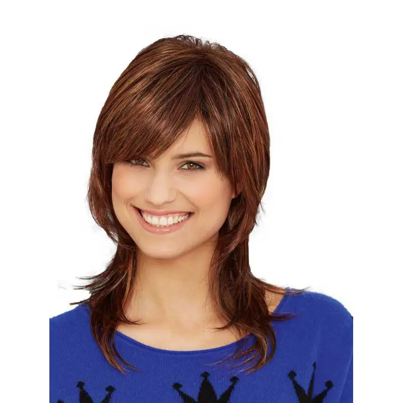 16" Long Straight Brown Best Lace Wigs
