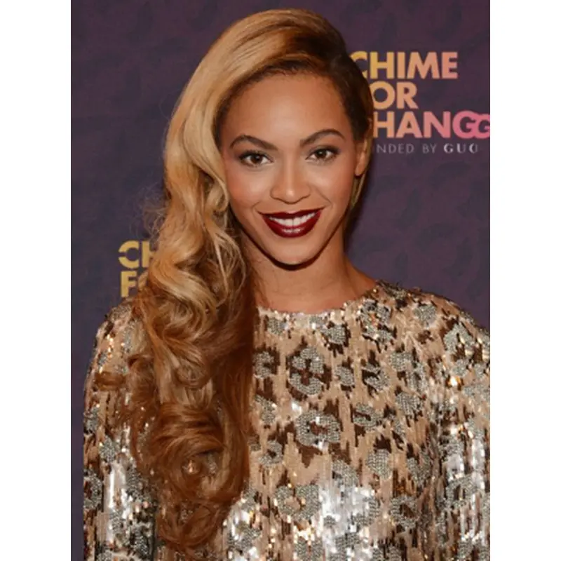 Beyonce Knowles Flowery and Sexy 100% Human Hair Long Wavy Full Lace Wig about 22 Inches
