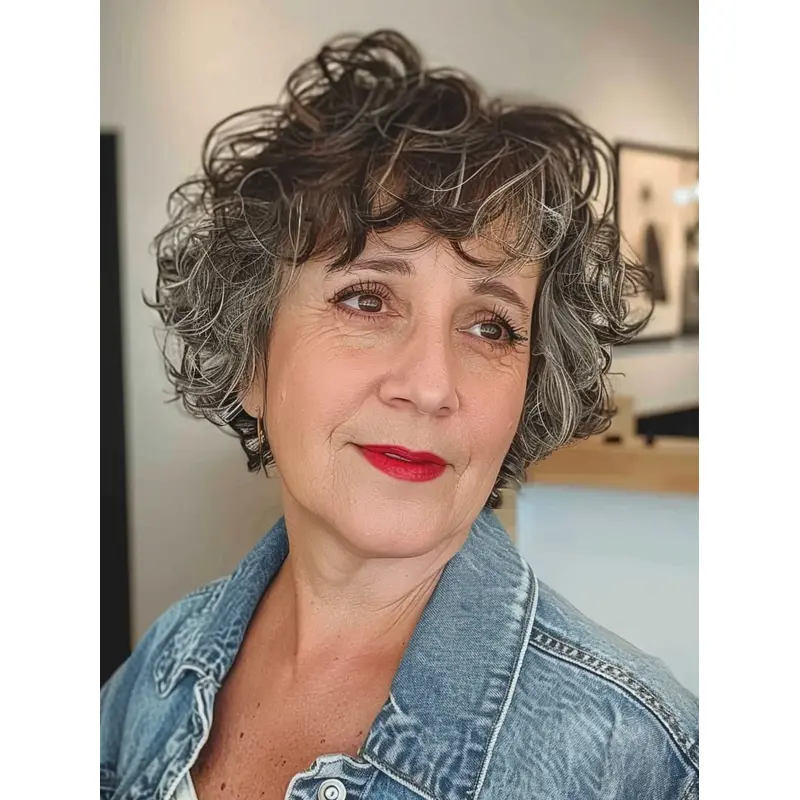 Grey Curly Wig Monofilament 8" Bobs Remy Human Hair Short Wigs