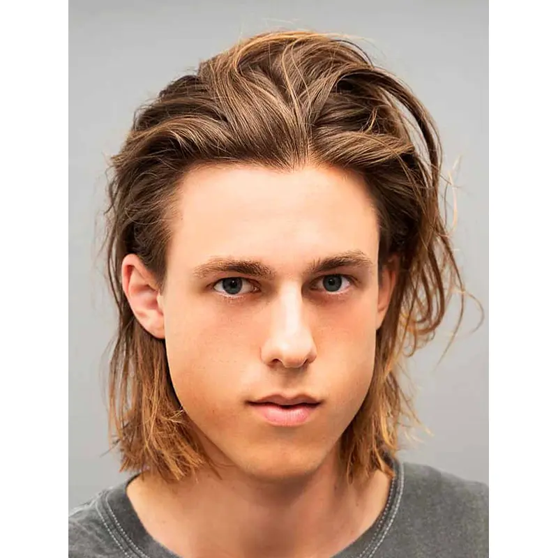 Blonde Remy Human Hair Capless Straight Long Slicked Back Men Wigs