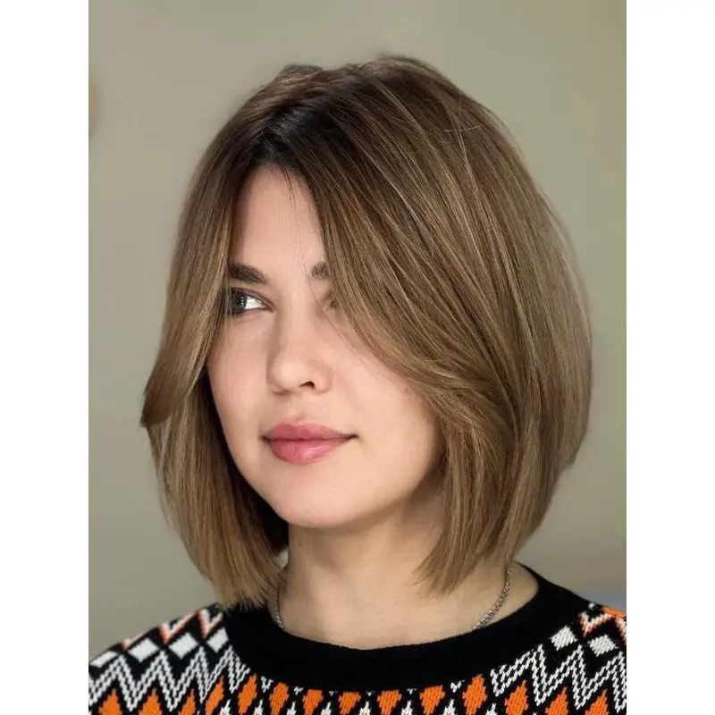 Synthetic Wigs Straight Layered Wigs Lace Front Brown Wigs