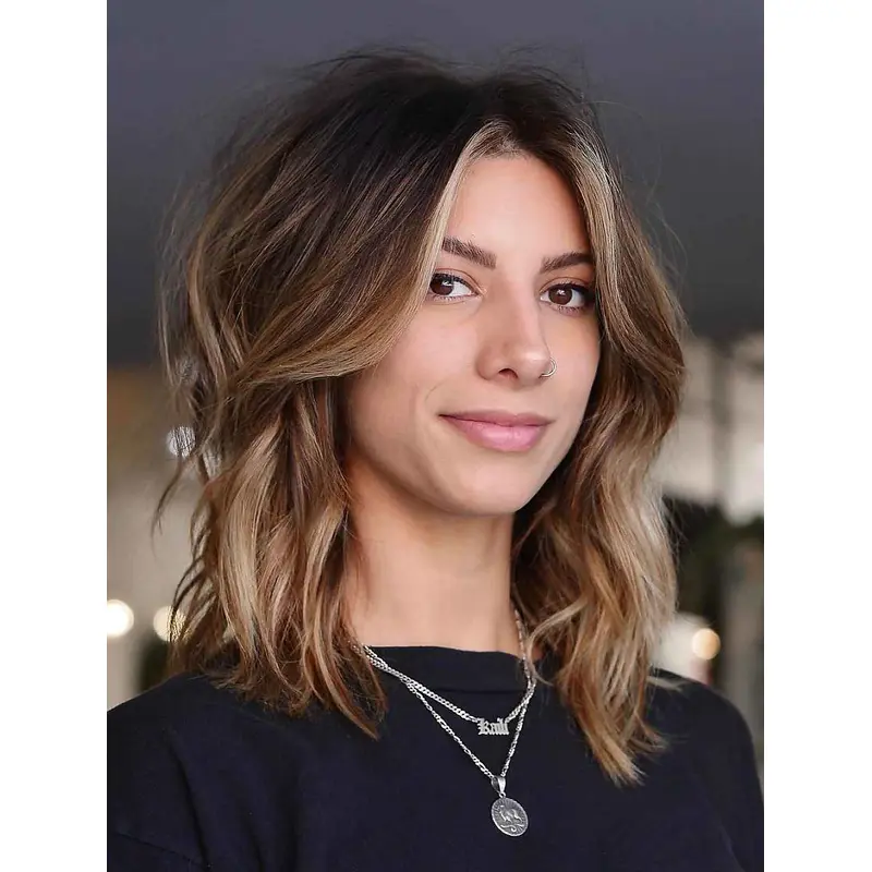 Medium Length Wavy Wigs Lace Front Synthetic Wigs Layered Wigs