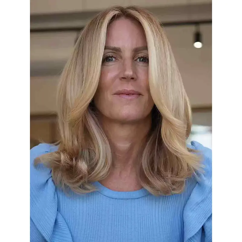 Best Mid Length Wigs Synthetic Layered Wigs Lace Front Wavy Wigs