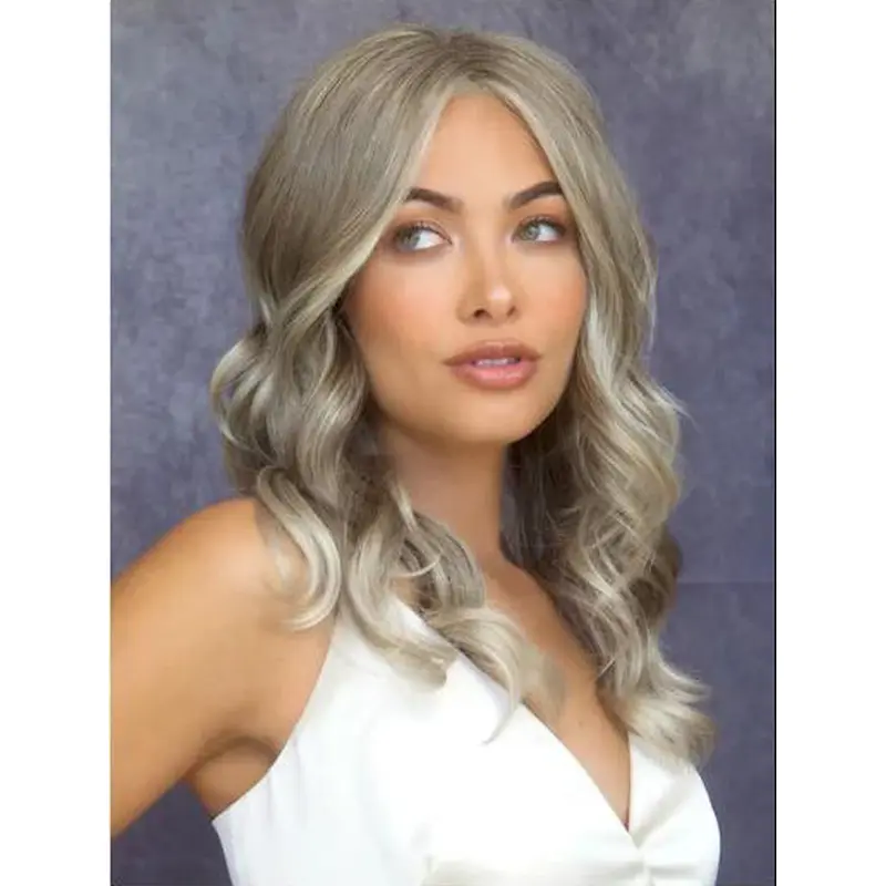 Synthetic Without Bangs Wavy Lace Front Trendy Ladies Grey Wigs