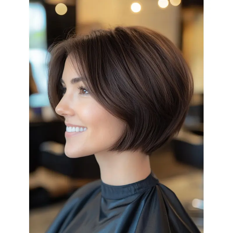 Short Hair Cut Wigs Monofilament 8" Synthetic Bobs Brown Straight Wigs
