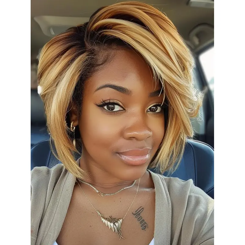 Pixie Wigs African American Lace Front 8" Blonde Wigs