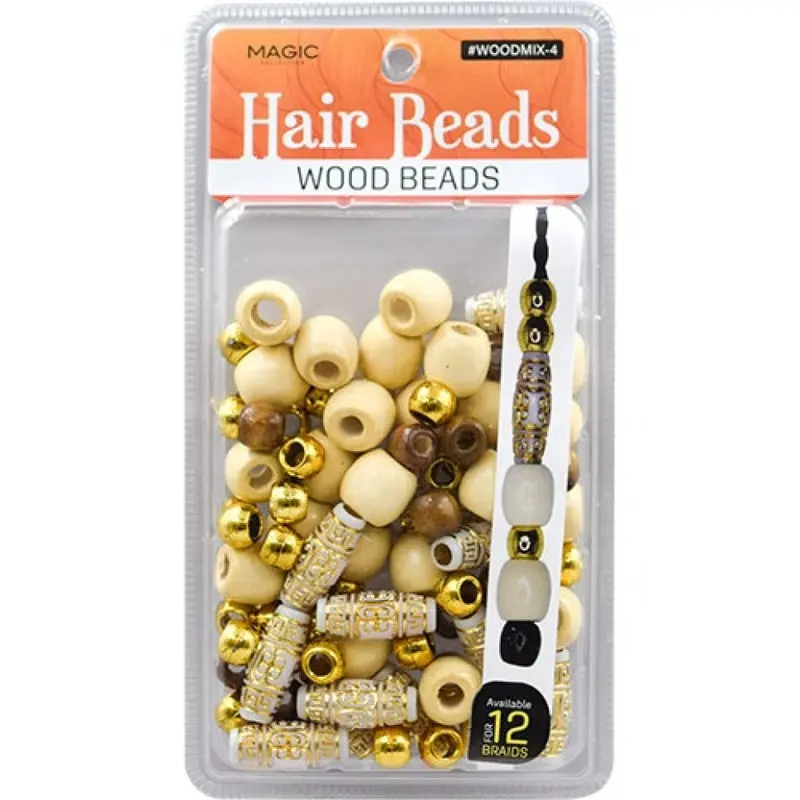 Magic Collection Hair Beads Wood Beads - #WOODMIX4