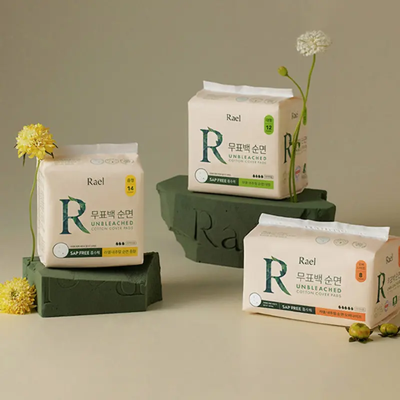 Rael Unbleached Cotton Cover Sanitary Pads Medium  5 Packs