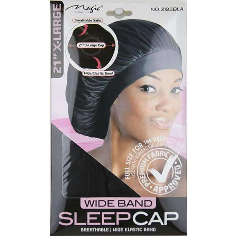 Magic Collection Wide Band Sleep Cap Extra Large #2193BLA Black