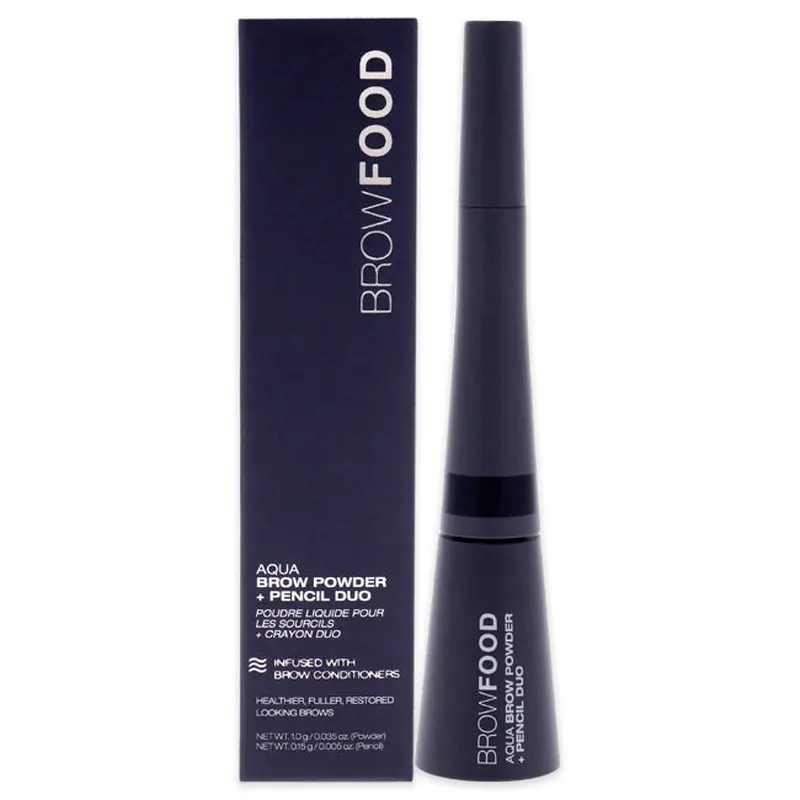 LashFood BrowFood Aqua Brow Powder and Pencil Duo - Charcoal by LashFood for Women - 1 Pc 0.035oz Brow Powder, 0.005oz Pencil