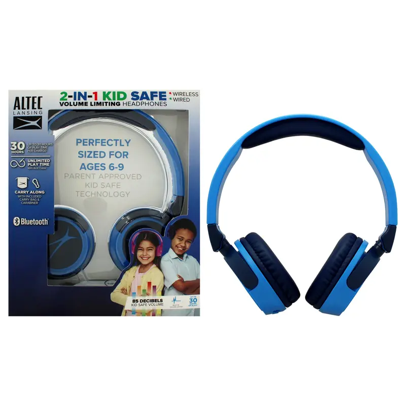 Altec Lansing Kid Safe 2-In-1 Bluetooth and Wired Headphones - Knight Blue by Altec Lansing for Kids - 1 Pc Headphones