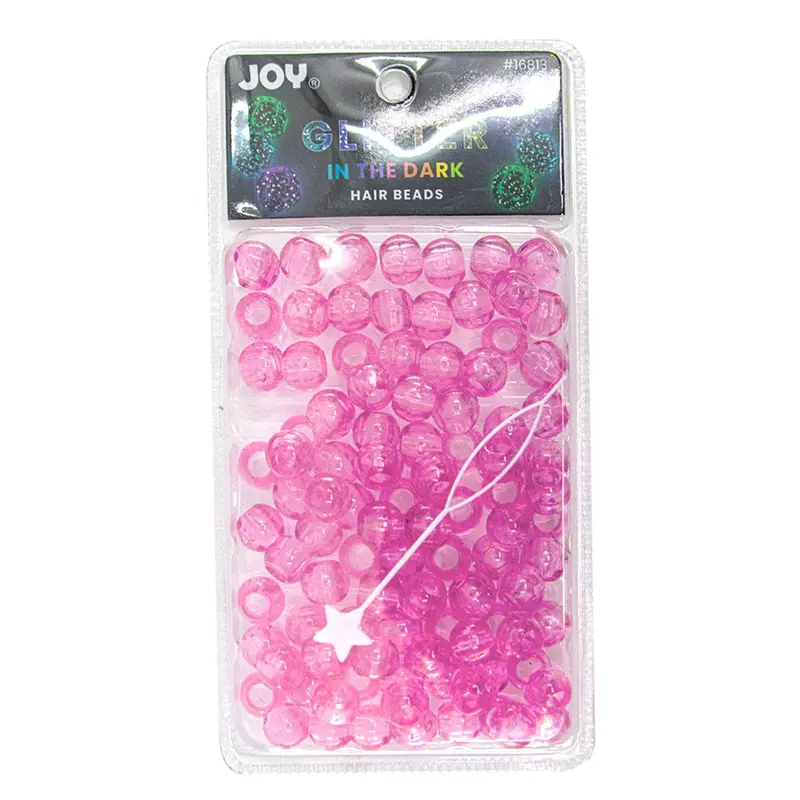 Joy Glitter In the Dark Hair Beads XL - Pink #16813