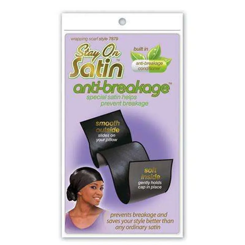 Stay On Satin Anti Breakage Wrapping Scarf 7879 Black