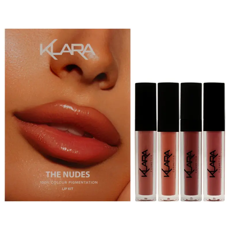 Klara The Nudes Lip Kit by Klara for Women - 4 Pc 0.3oz Kiss Proof Lipstick Liquid Matte - 03 Passion Pink, 0.3oz Kiss Proof Lipstick Liquid Matte - 15 Totally Nude, 0.3oz Kiss Proof Lipstick Liquid Matte - 28 Cookie Brown, Kiss Proof Lipstick Liquid Matt