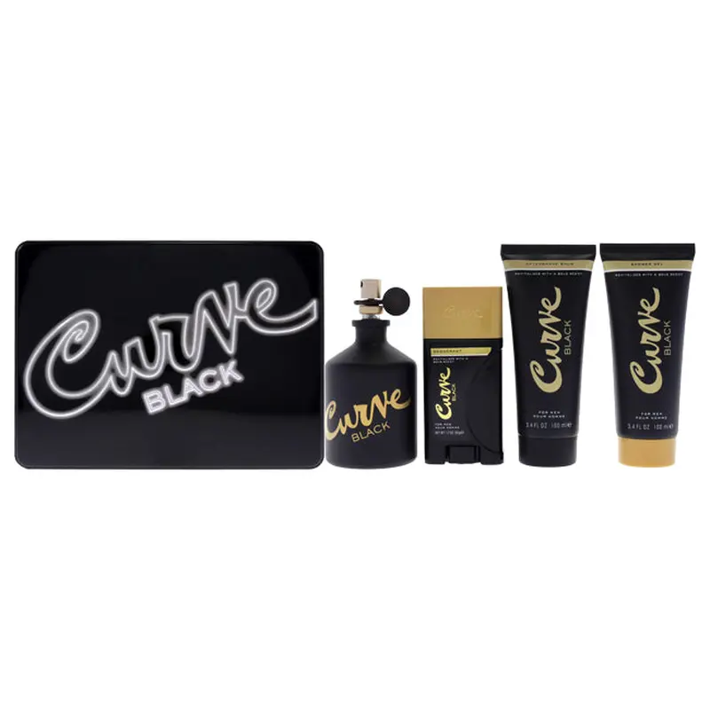Liz Claiborne Curve Black by Liz Claiborne for Men - 4 Pc Gift Set 4.2oz EDC Spray, 3.4oz After Shave Balm, 3.4oz Shower Gel, 1.7oz Deodrant Spray