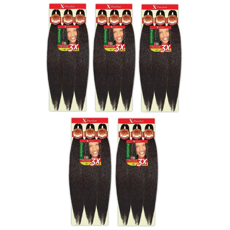 5  Pack X-Pression 42" 1B Pre-Stretched Braids 3X 42"