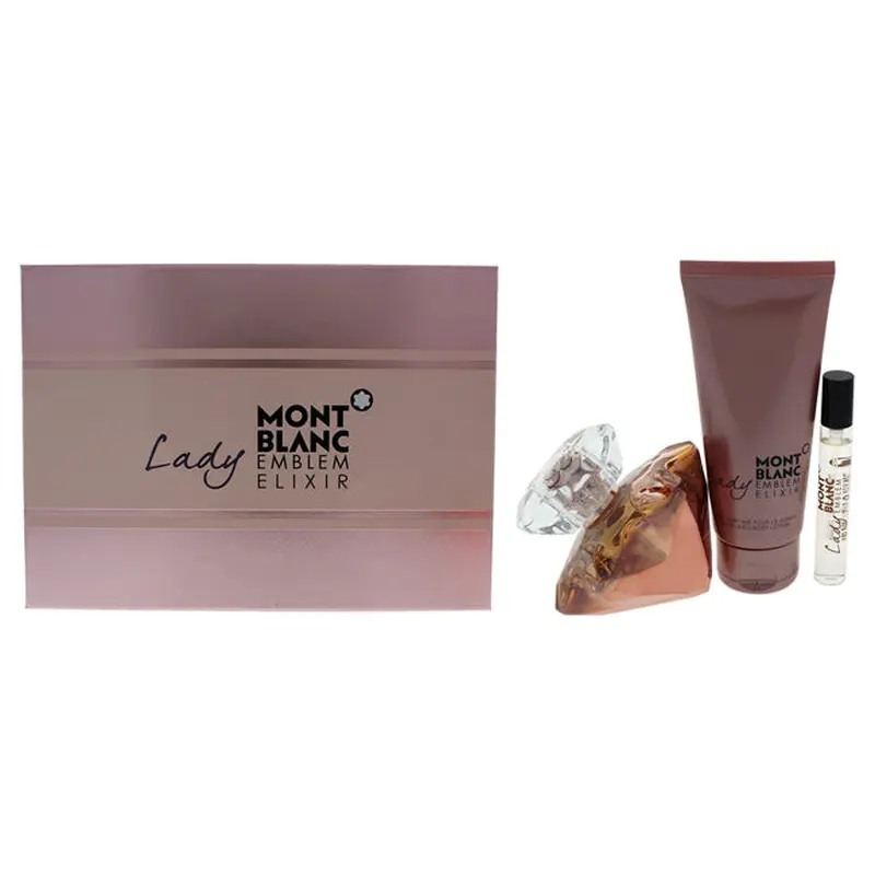 Mont Blanc Mont Blanc Lady Emblem Elixir by Mont Blanc for Women - 3 Pc Gift Set 2.5oz EDP Spray, 7.5ml EDP Spray, 3.3oz Perfumed Body Lotion