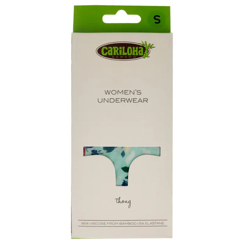 Cariloha Bamboo Lace Thong - Aqua Floral by Cariloha for Women - 1 Pc Underwear (S)