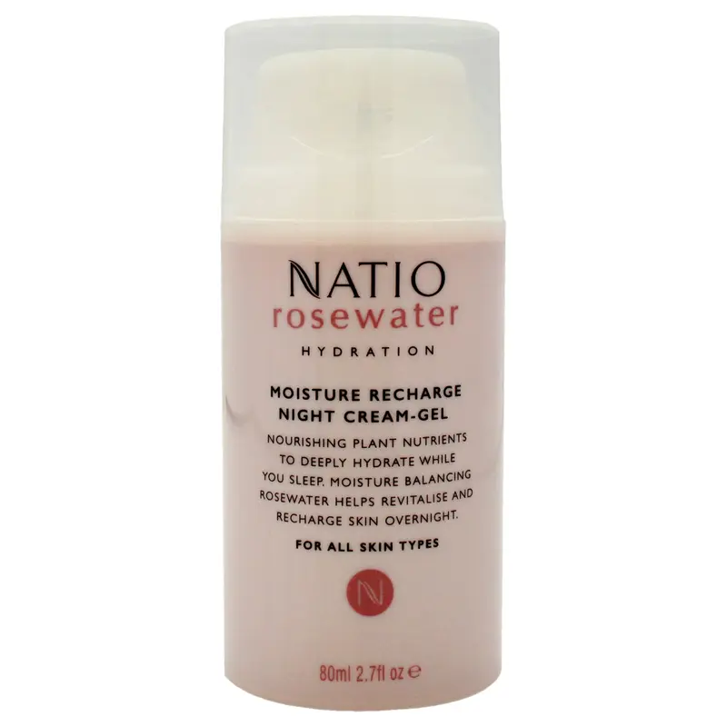 Natio Rosewater Moisture Recharge Night Cream-Gel by Natio for Women - 2.7 oz Cream