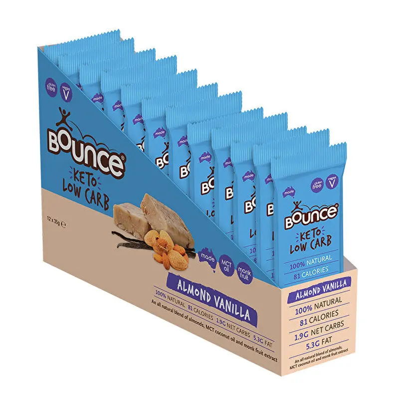 Bounce Keto Low Carb Bar Almond Vanilla 35g x 12 Display