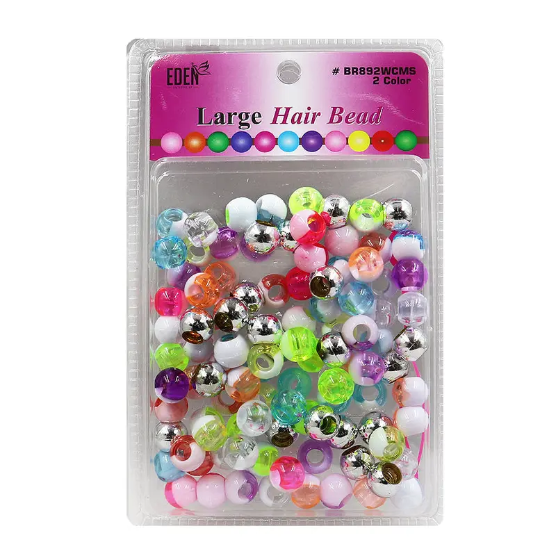 Eden 2 Colour Large Hair Beads Jumbo Pack - White, Clear, Assorted & Silver BR92WCMS