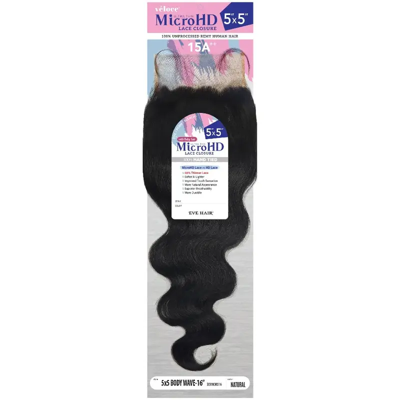 Veloce 5X5 Micro HD Lace Closure Body 10" MHDBW