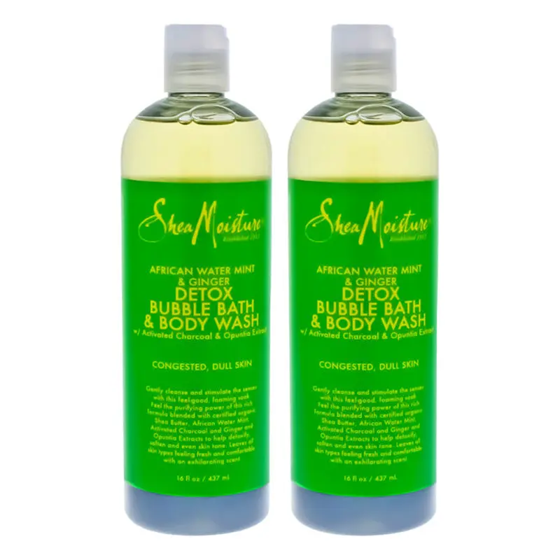 Shea Moisture African Water Mint & Ginger Detox Bubble Bath & Body Wash - Pack of 2 by Shea Moisture for Unisex - 16 oz Body Wash
