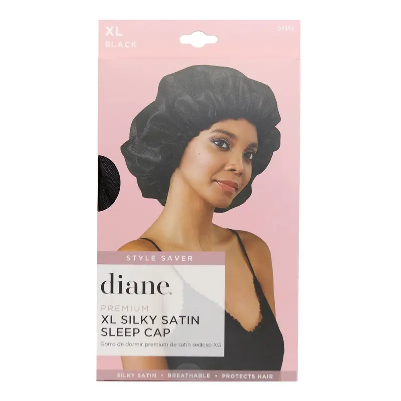 Diane Premium XL Silky Satin Sleep Cap - Black
