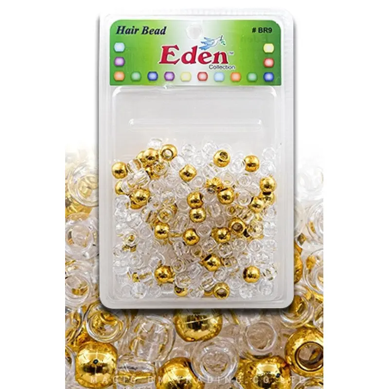 Eden Medium Hair Beads Jumbo Pack - Gold & Clear #BR9MGC