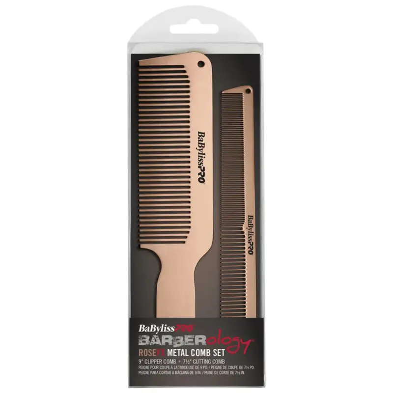 BaBylissPRO RoseFX Metal Comb 2-Pack- Rose Gold
