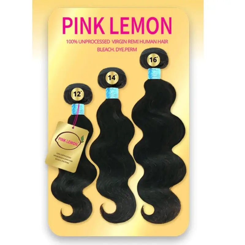 Just in! Pink Lemon 100% 15A Unprocessed Virgin Human Hair 3-Bundle Pack - BODY WAVE 15A