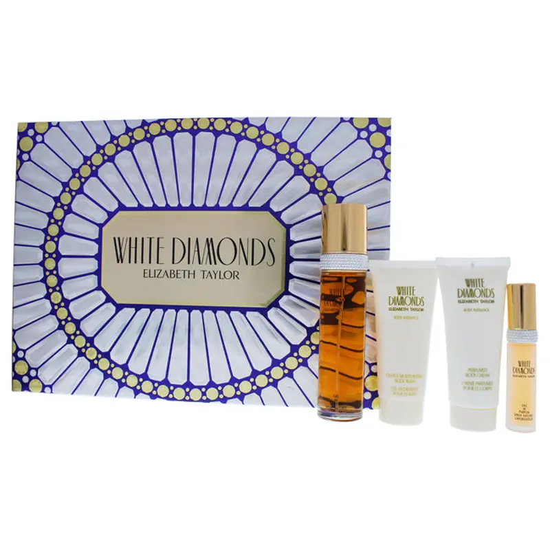 Elizabeth Taylor White Diamonds by Elizabeth Taylor for Women - 4 Pc Gift Set 3.3oz EDT Spray, 0.5oz EDP Spray, 3.3oz Moisturizing Body Wash, 3.3oz Body Cream