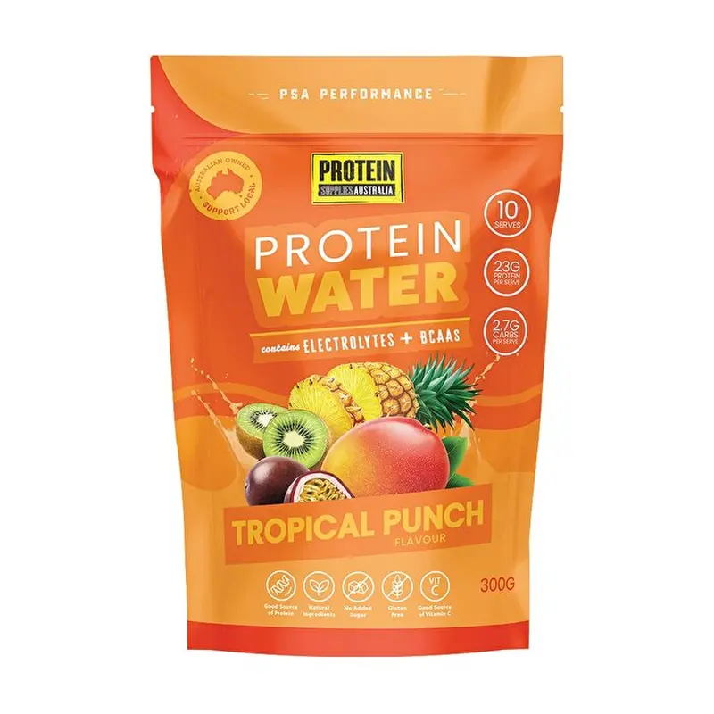 Protein Supplies Australia Protein Water (contains Electrolytes + BCAAs) Tropical Punch 300g