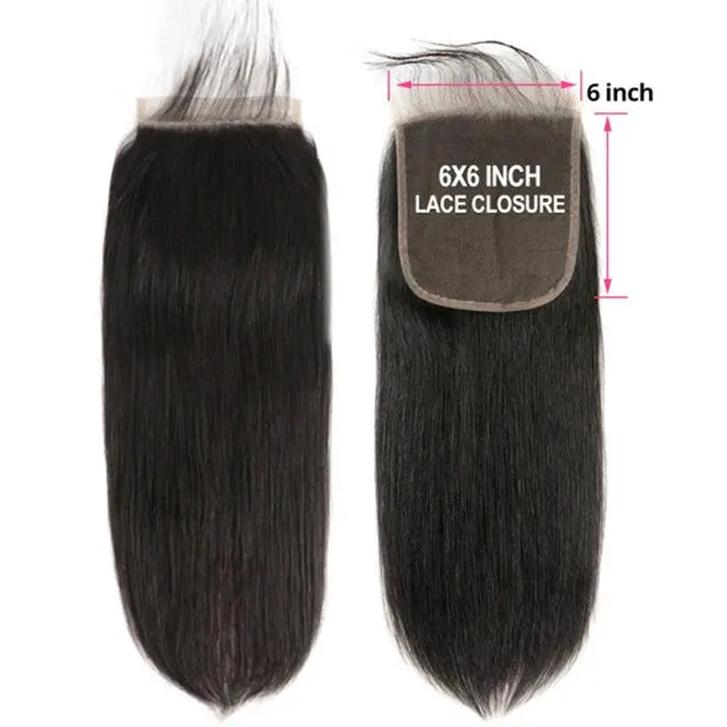 RIO 100% Brazilian Remy Virgin Human Hair 6X6 Closure - STRAIGHT